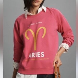 NWT Anthropologie Women's Zodiac Aries Pink Sweatshirt XXS